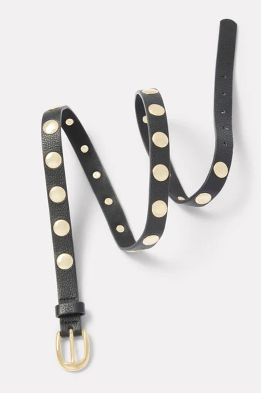 EVEREVE Skinny Lennox Studded Belt Black and Gold Women's XS/S